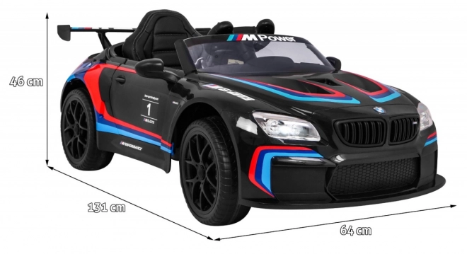 BMW M6 GT3 Auto a batteria per bambini nero + ventilazione + suoni MP3 Luci + telecomando