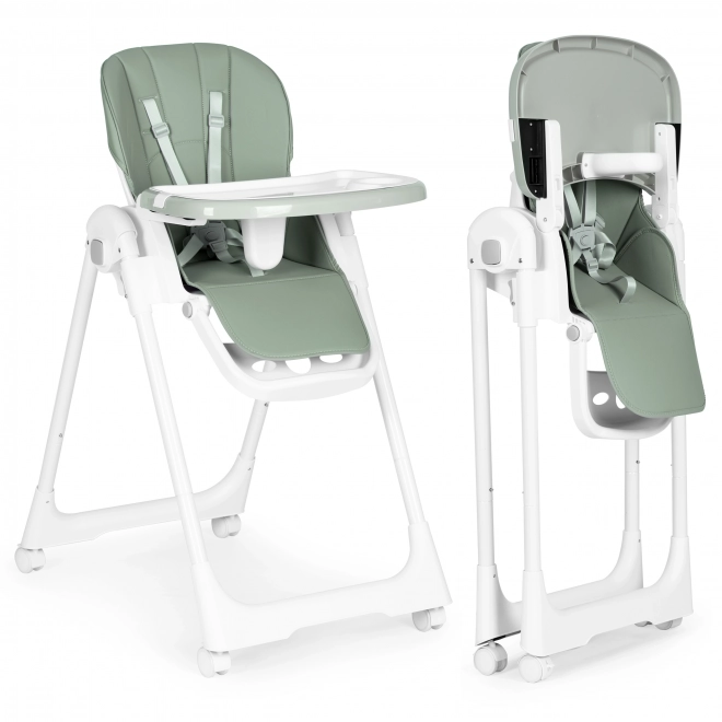 Seggiolone regolabile in ecopelle con doppio vassoio verde ECOTOYS