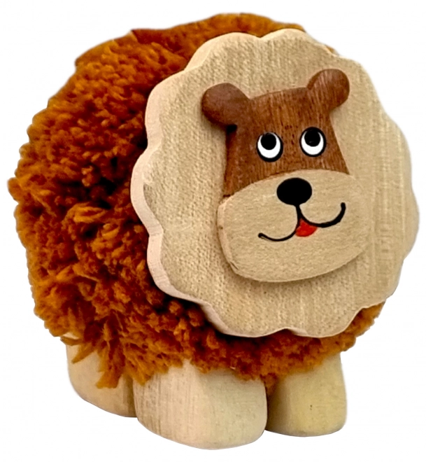 Figura di legno XL con pompon - Leone