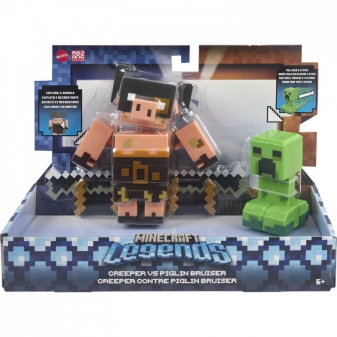 Set di figure Minecraft Legends Creeper contro Piglin