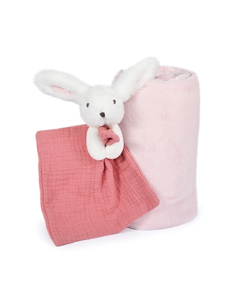 Set regalo con coperta e doudou coniglio