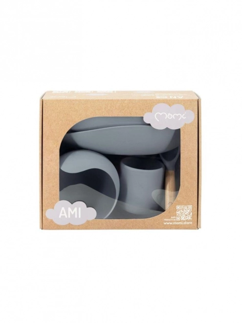 Set pasti di silicone per bambini MoMi Ami grigio