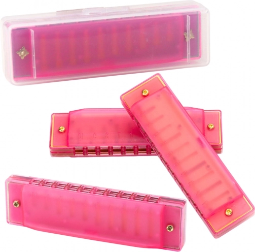 Armonica a bocca diatonica rosa per bambini e principianti con custodia