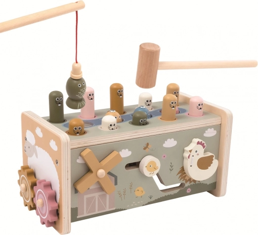 Martellino multifunzione in legno tema fattoria per bambini 2+