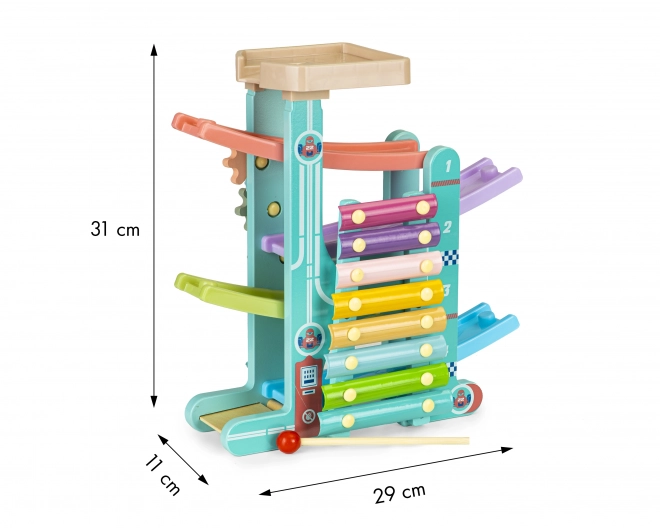Pista per macchinine in legno con xilofono ECOTOYS