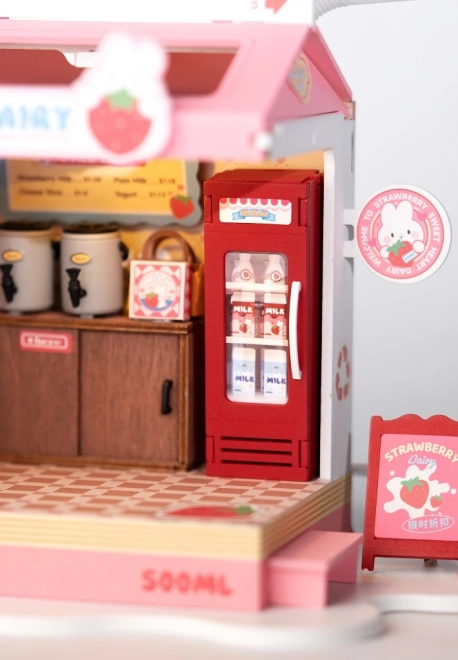 Miniatura casa delle bambole bar latte alla fragola