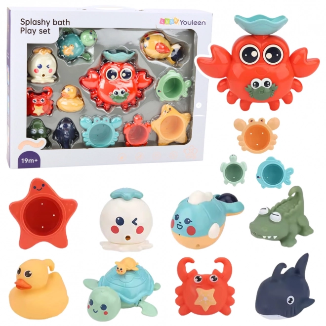 Set da bagno divertente Granchio e animali marini