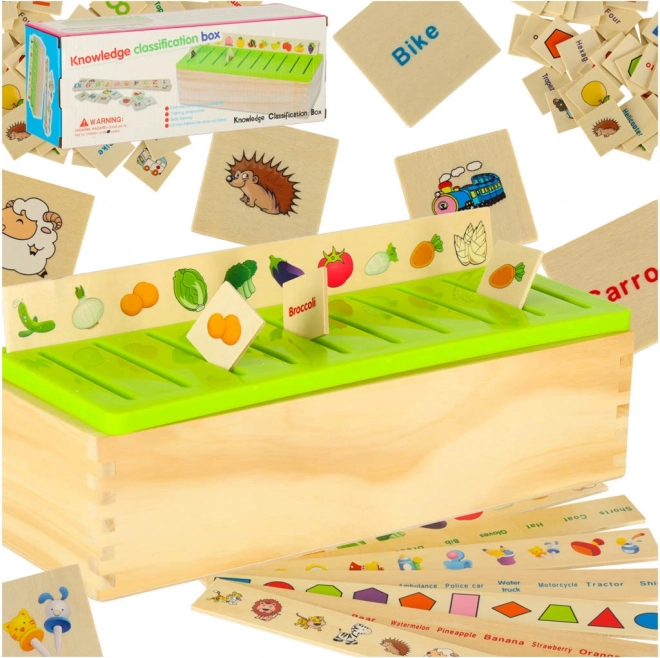 Sorter educativo in legno – abbina immagini e forme
