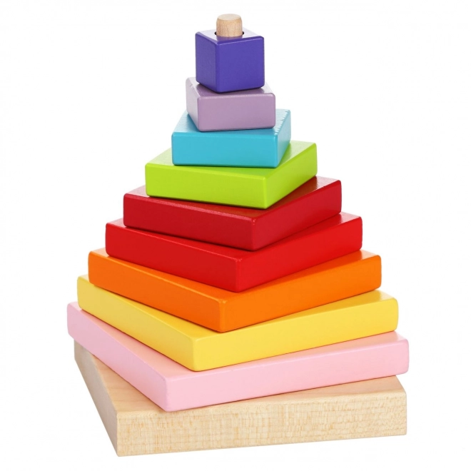 Piramide Colorata In Legno - Puzzle 9 Pezzi