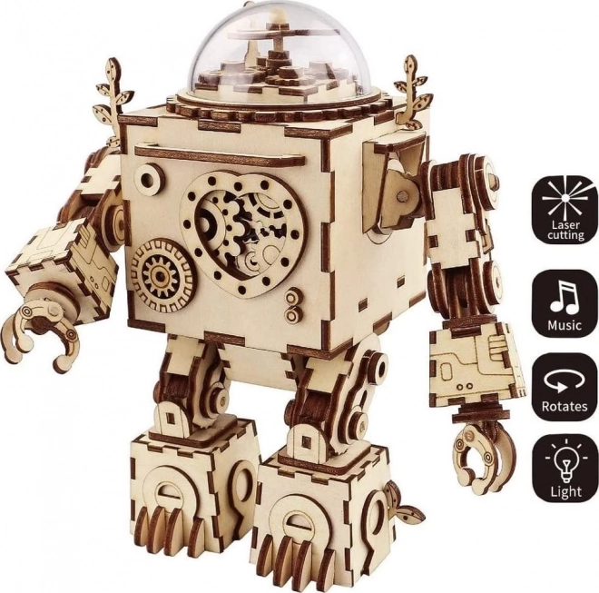 Puzzle in legno 3D Rokr Robot Orpheus con luce