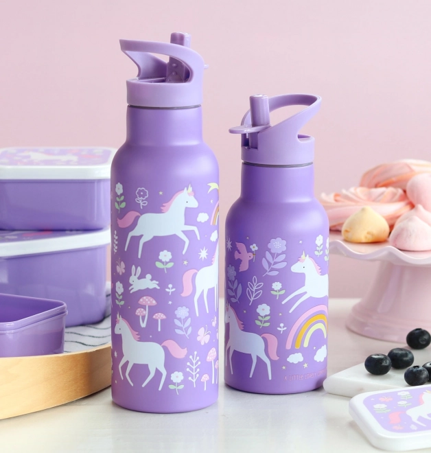 A Little Lovely Company Bottiglia in acciaio inox 500 ml – Unicorni e arcobaleni