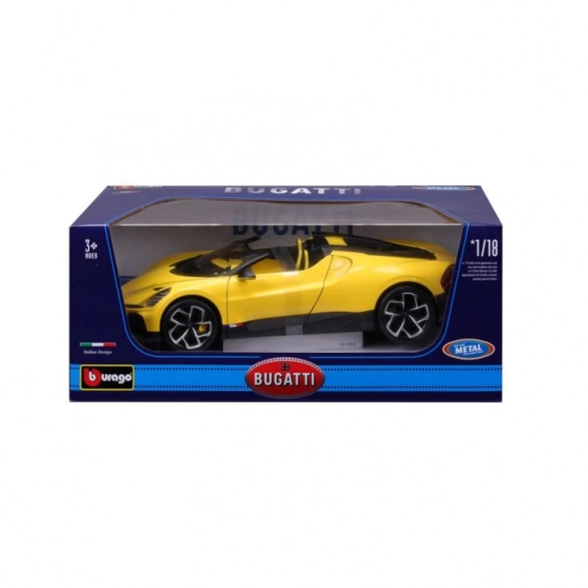 Modello di auto Bugatti Mistral in scala 1:18 - Giallo