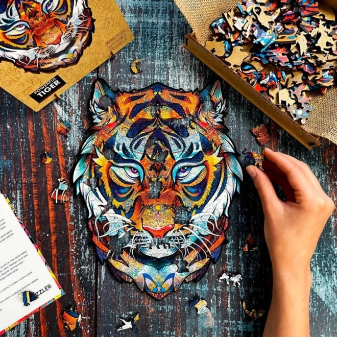 Puzzle Di Legno Colorato - Potente Tigre