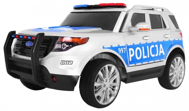 Auto della polizia SUV per bambini a batteria + sirene + luci + megafono + telecomando + avvio lento + EVA + adesivi
