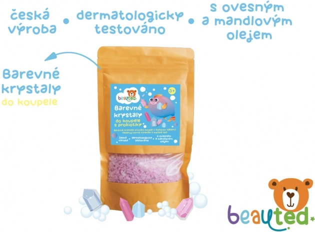Cristalli colorati da bagno con probiotici in sacchetto richiudibile