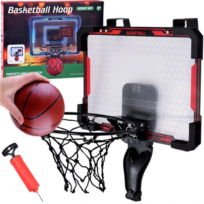 Set canestro da basket con tabellone elettronico e pallone