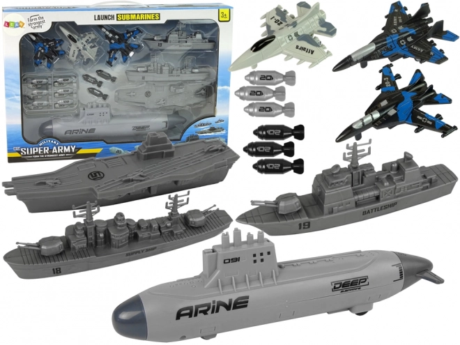Set da battaglia marina con aerei e sottomarino