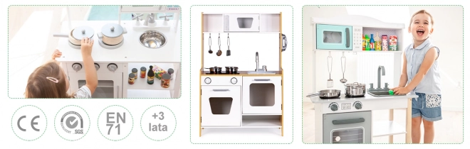 Cucina per bambini in legno con fornelli multimediali ECOTOYS