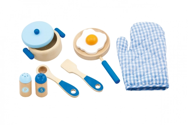 Set di stoviglie in legno - Blu