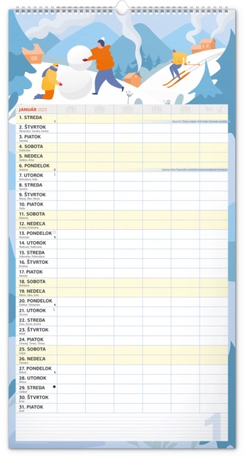 Calendario da parete pianificatore familiare XXL 2025