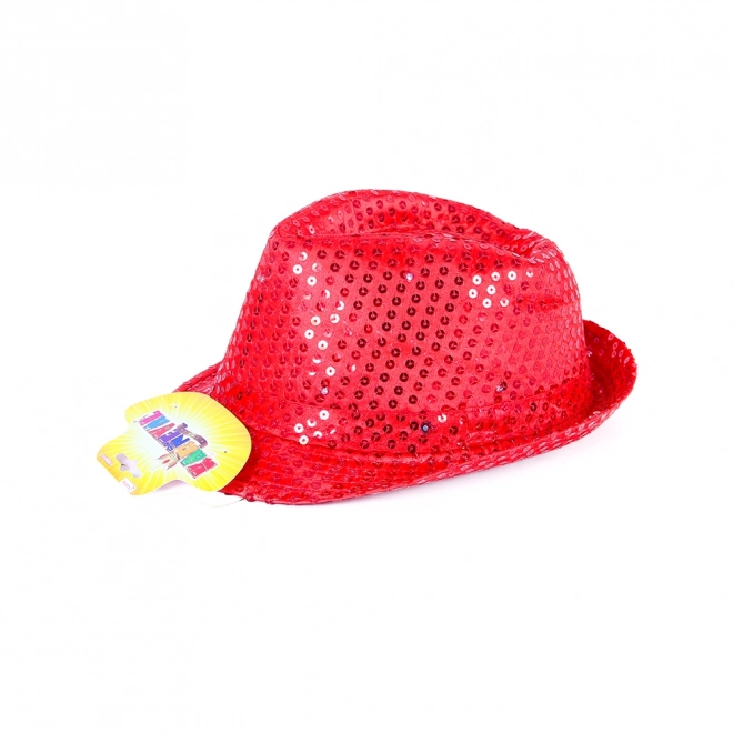 Cappello da discoteca rosso con luce LED per adulti