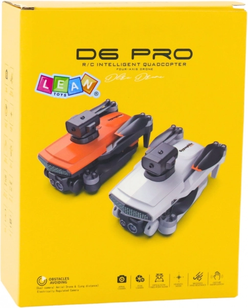 Drone D6 Pro con doppia fotocamera HD e luci LED, arancione