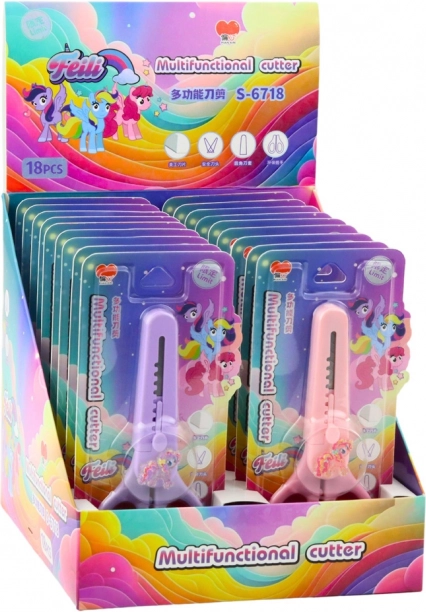 Forbici per bambini con custodia e cavallino decorativo 14cm