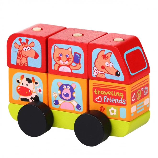 Cubika Minibus Animali Felici - Puzzle in Legno 7 Pezzi