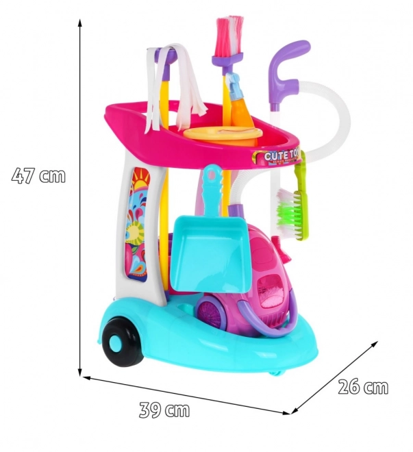 Grande Carrello delle Pulizie per Bambini 3+ con Aspirapolvere Interattivo e Accessori