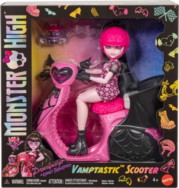 Monster High Draculaura con scooter da vampira e pipistrello