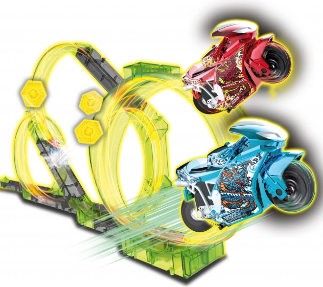 Spin and Build Deluxe pista con due motociclette