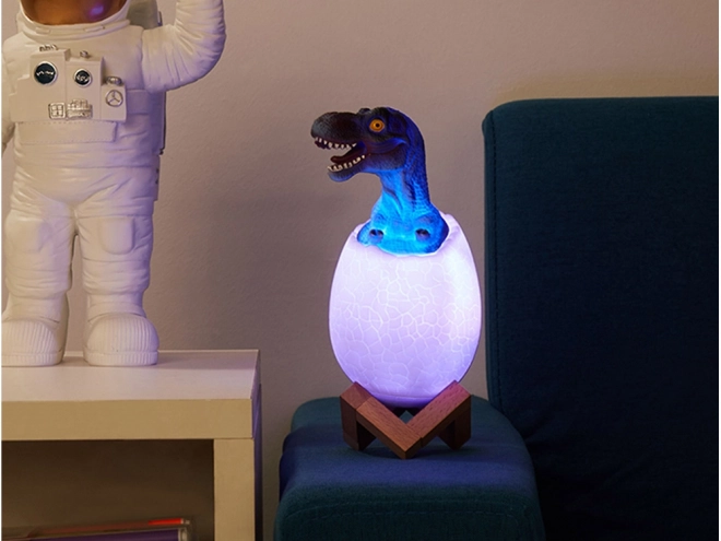 Lampada notturna dinosauro tirannosauro uovo RGB LED per bambini