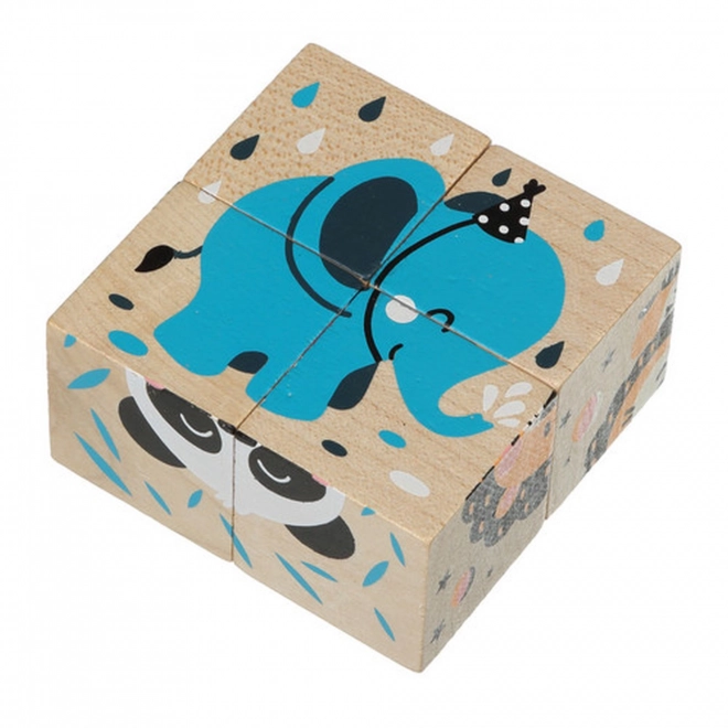 Animali sorridenti cubi puzzle in legno