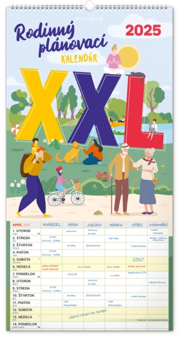 Calendario da parete pianificatore familiare XXL 2025