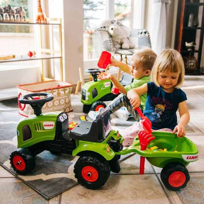 Odrážedlo Baby Claas con rimorchio e attrezzi