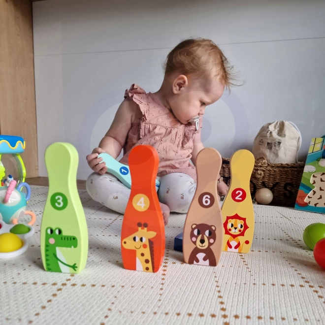 Gioco del Bowling in Legno per Bambini