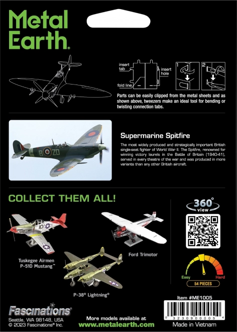 Puzzle 3D Metal Earth supermarine spitfire