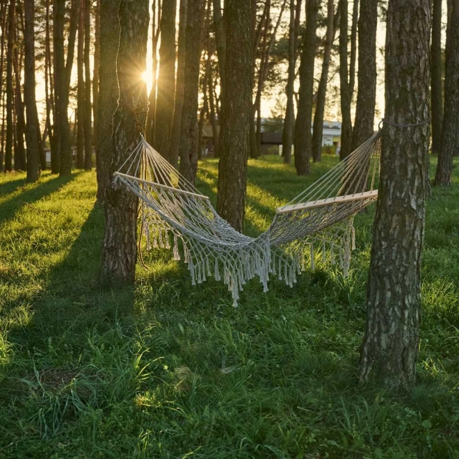 Amaca da giardino Boho con frange grigia 200 cm