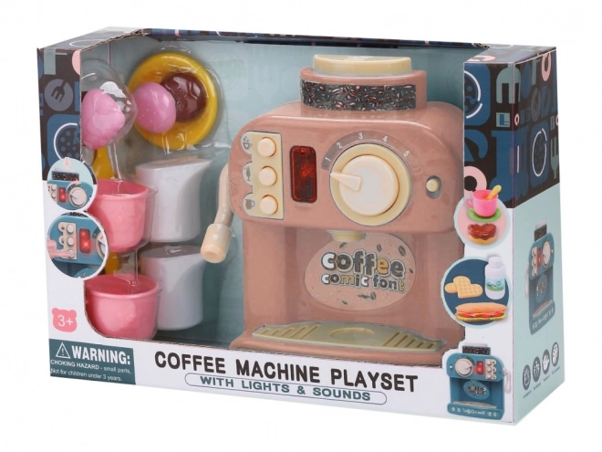 Macchina da caffè con accessori arancione per bambini