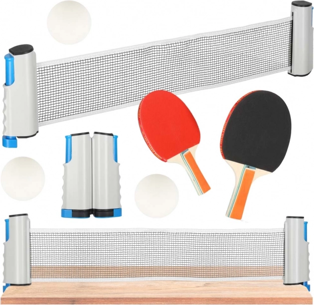 Set per il tennis da tavolo con rete estensibile, racchette e palline