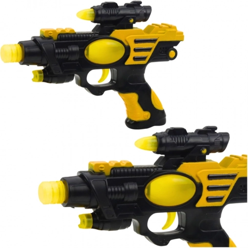 Pistola spaziale con luce e suono – giocattolo nero‑giallo