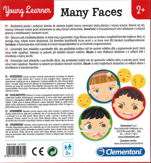 Clementoni Young Learner: Tanti Volti 6x3 Pezzi