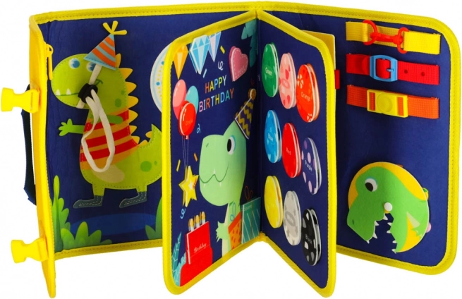 Tavola sensoriale manipolativa Montessori con tema di dinosauro blu