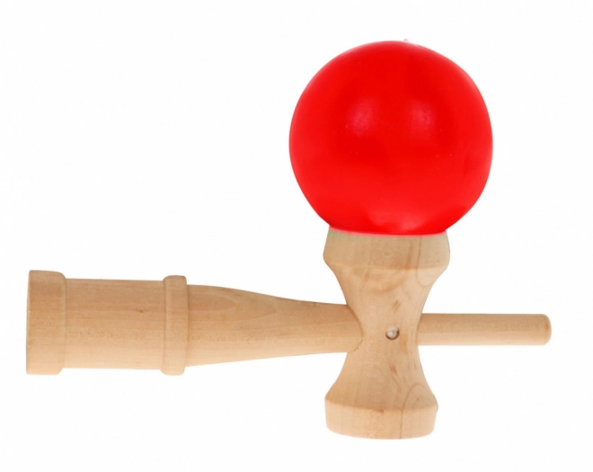 Gioco di abilità Kendama con sfera rossa in legno per adulti e bambini 3+