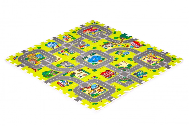 Tappeto puzzle in schiuma per bambini città 9 elementi