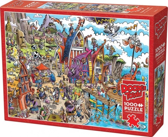 Puzzle Cobble Hill DoodleTown: Villaggio dei Vichinghi 1000 pezzi