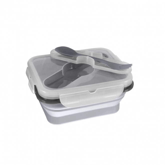 Scatola per snack in silicone con posate piccola grigio