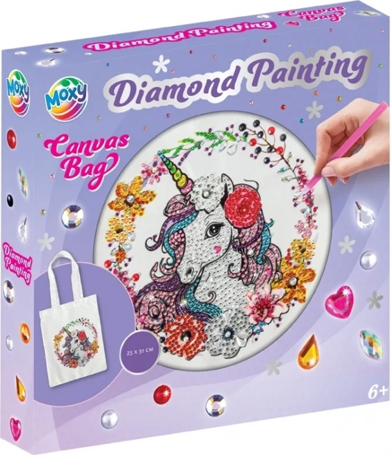 Borsa Tela Painting con Diamanti Unicorno