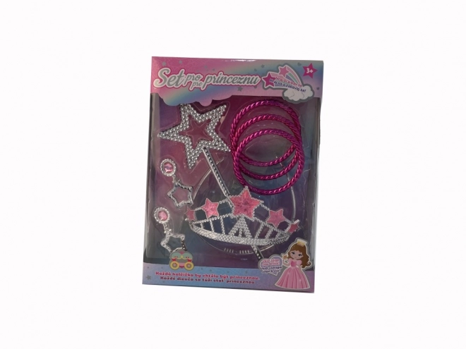 Set principessa con braccialetti, corona e orecchini