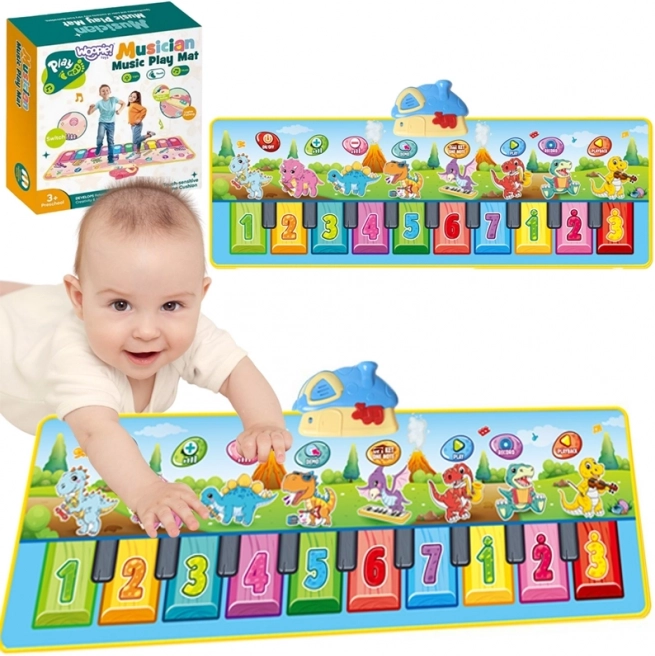 Tappetino Musicale Dinusie XXL 2in1 con pianoforte e 8 melodie 110 cm